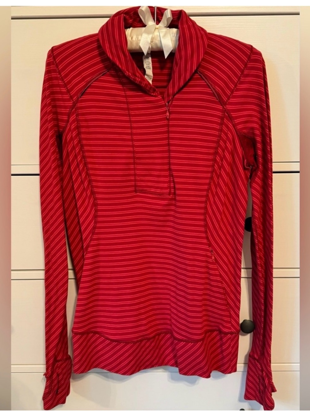lululemon athletica Pink Red Striped Half-Zip Pullover